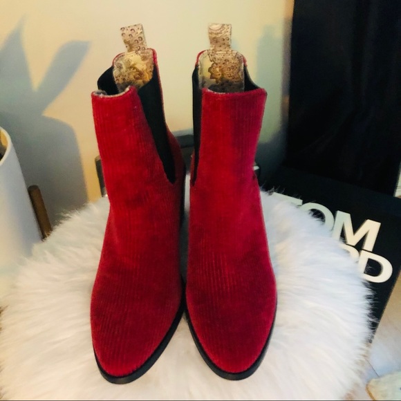 Band of Gypsies Shadow Chelsea Boot, Red/Black, Corduroy Style, Size 8, NWT - Picture 5 of 10